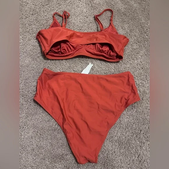 Cupshe Burnt Orange Two-Piece High-Waist Bikini Set - Picture 9 of 10
